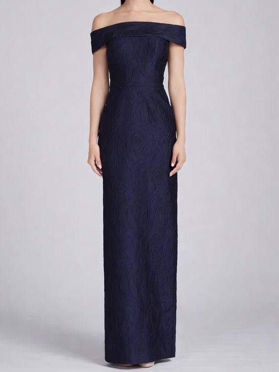 Teri Jon Dresses & Skirts - 🆕🫐 Teri Jon Rickie Freeman Navy Evening Gown Size 10 Textured Formal Maxi Dress